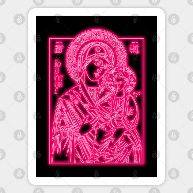 Pink Fluo Icon of Virgin Mary and Jesus Christ Magnet by la chataigne qui vole ⭐⭐⭐⭐⭐